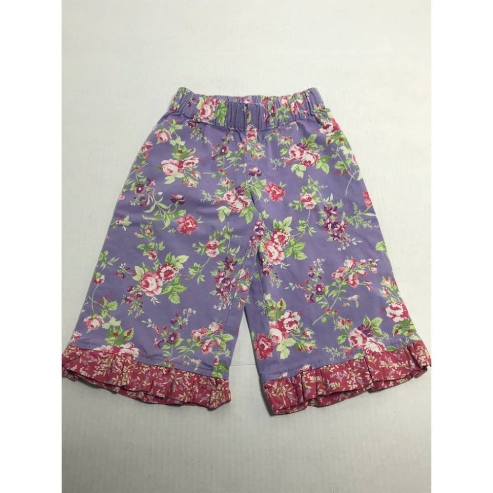 Hanna Andersson Girls Pull On Pants Purple Elastic Waist 4T